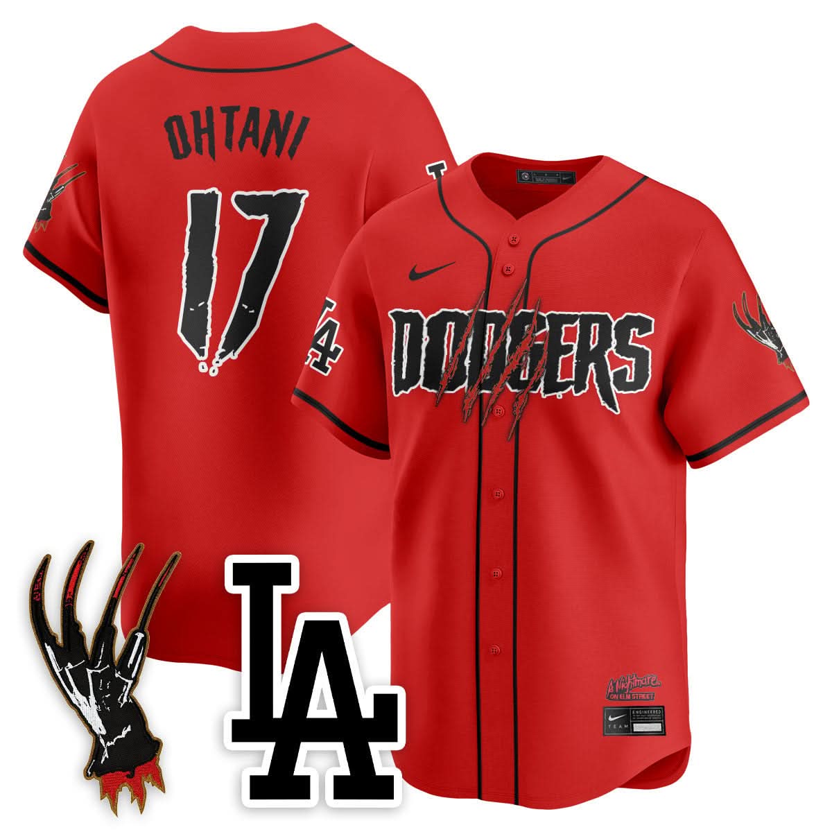 Los Angeles Dodgers "A Nightmare on Elm Street" Jersey - Stitched-Cuztomshoes