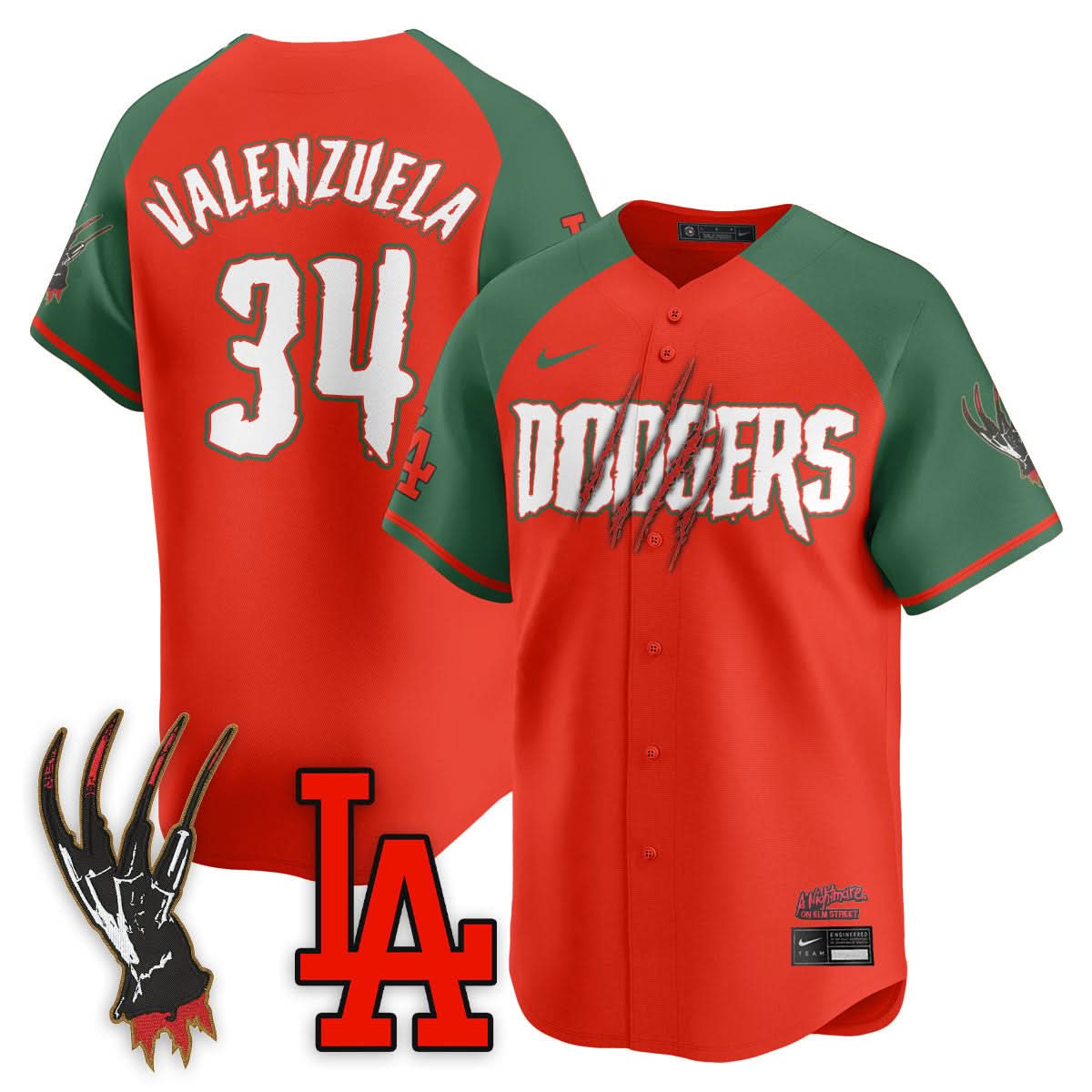 Los Angeles Dodgers "A Nightmare on Elm Street" Jersey - Stitched-Cuztomshoes