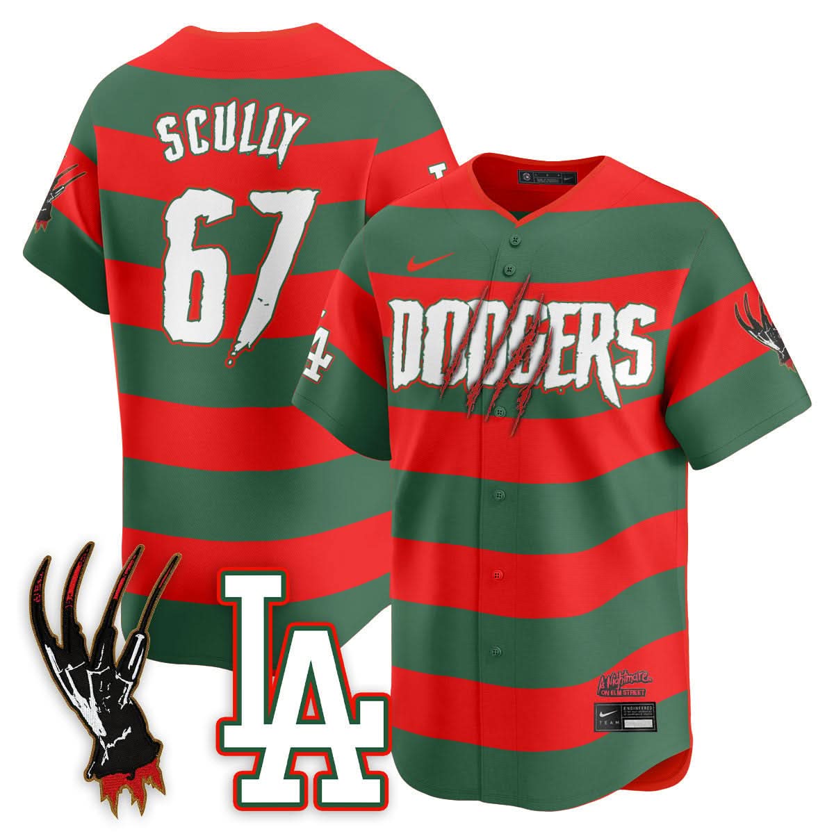 Los Angeles Dodgers "A Nightmare on Elm Street" Jersey - Stitched-Cuztomshoes