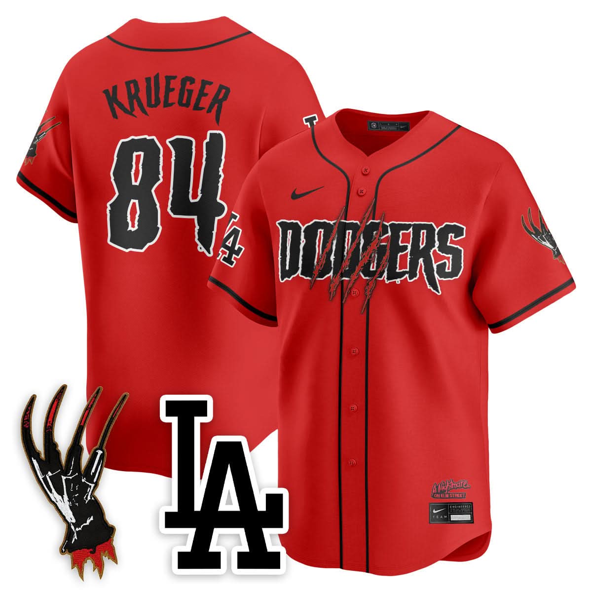 Los Angeles Dodgers "A Nightmare on Elm Street" Jersey - Stitched-Cuztomshoes
