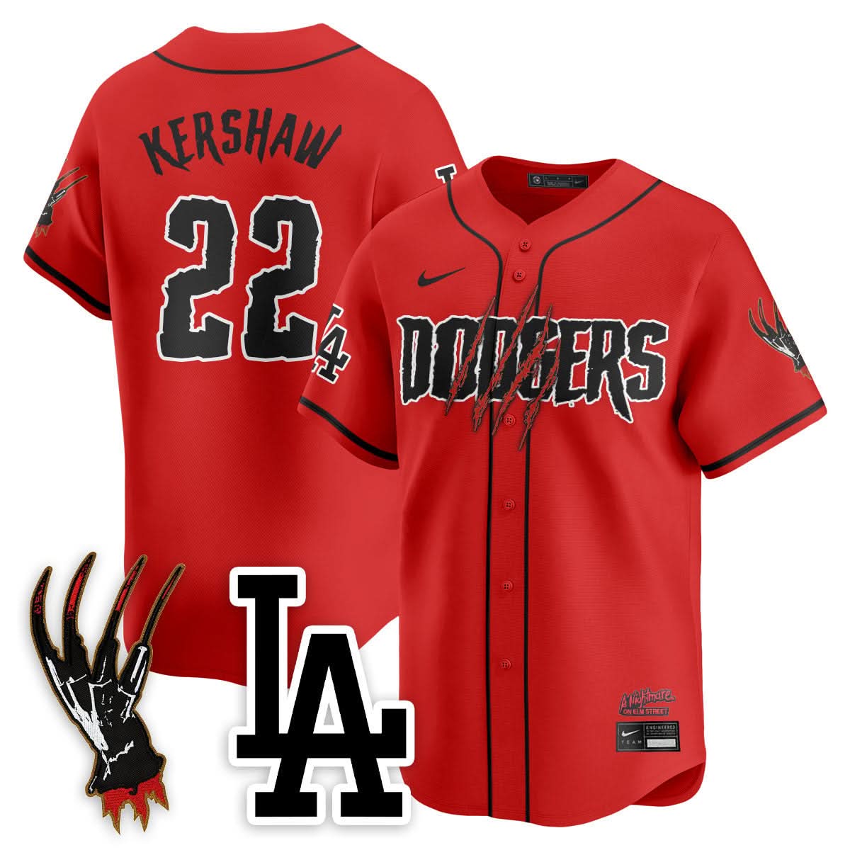 Los Angeles Dodgers "A Nightmare on Elm Street" Jersey - Stitched-Cuztomshoes