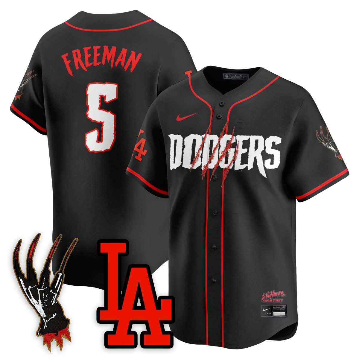 Los Angeles Dodgers "A Nightmare on Elm Street" Jersey - Stitched-Cuztomshoes