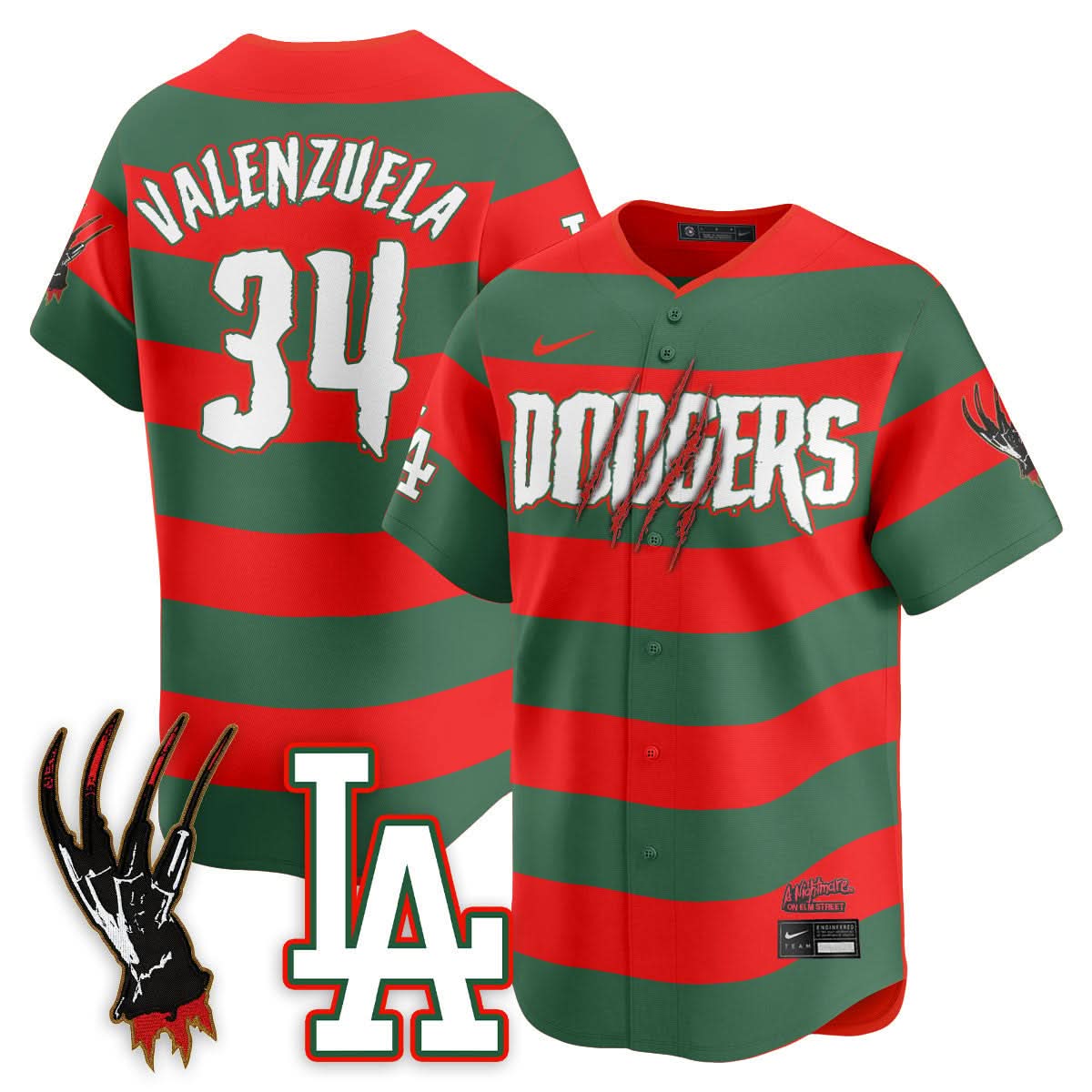 Los Angeles Dodgers "A Nightmare on Elm Street" Jersey - Stitched-Cuztomshoes