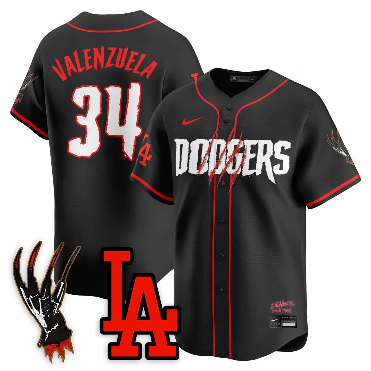 Los Angeles Dodgers "A Nightmare on Elm Street" Jersey - Stitched-Cuztomshoes
