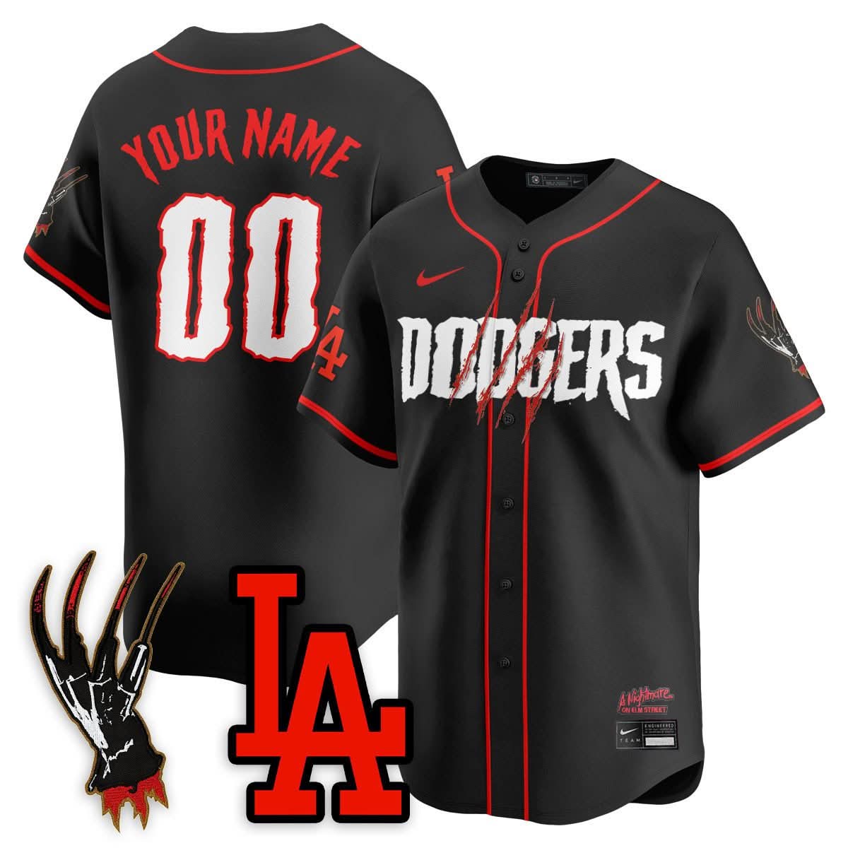 Los Angeles Dodgers "A Nightmare on Elm Street" Jersey - Stitched-Cuztomshoes