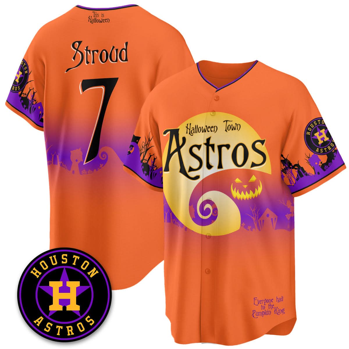 Houston Astros "Halloween Town" Limited Jersey - Stitched-Cuztomshoes