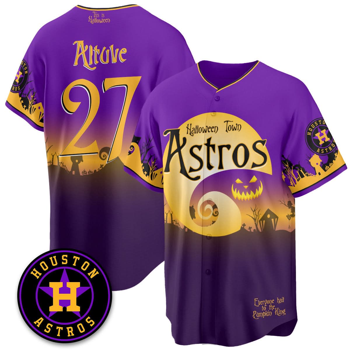Houston Astros "Halloween Town" Limited Jersey - Stitched-Cuztomshoes
