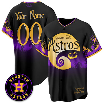 Houston Astros "Halloween Town" Limited Custom Jersey - Stitched-Cuztomshoes