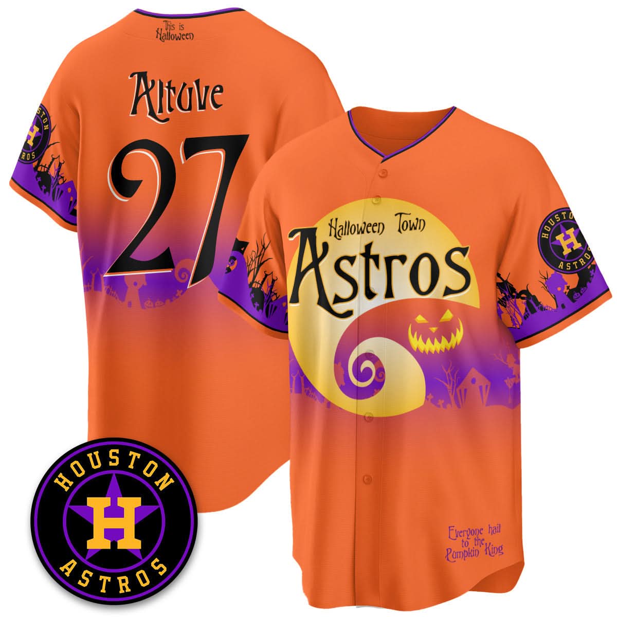 Houston Astros "Halloween Town" Limited Jersey - Stitched-Cuztomshoes