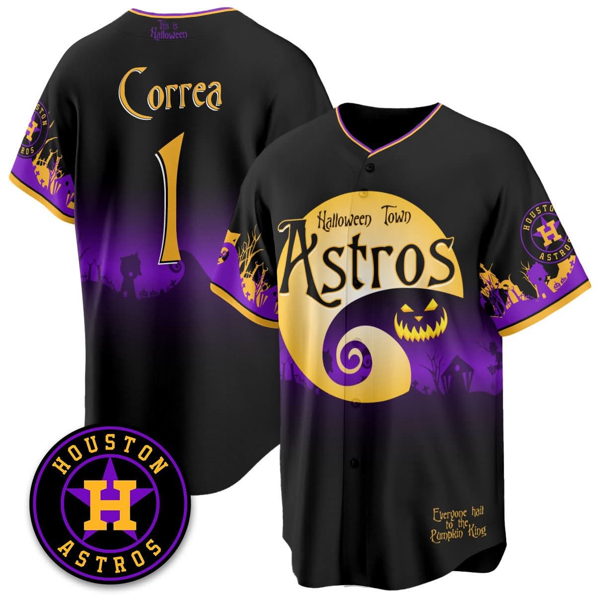 Houston Astros "Halloween Town" Limited Jersey - Stitched-Cuztomshoes