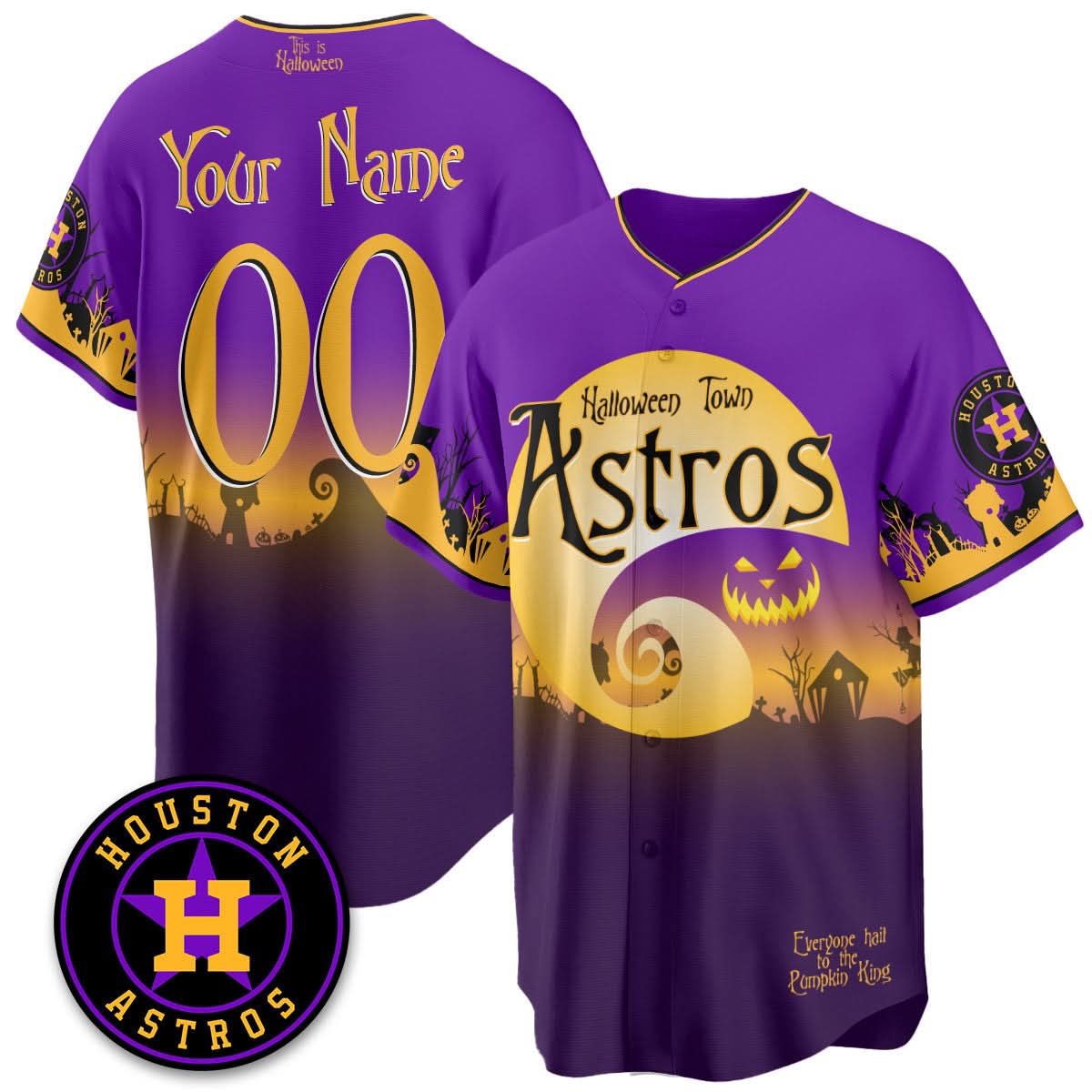 Houston Astros "Halloween Town" Limited Custom Jersey - Stitched-Cuztomshoes