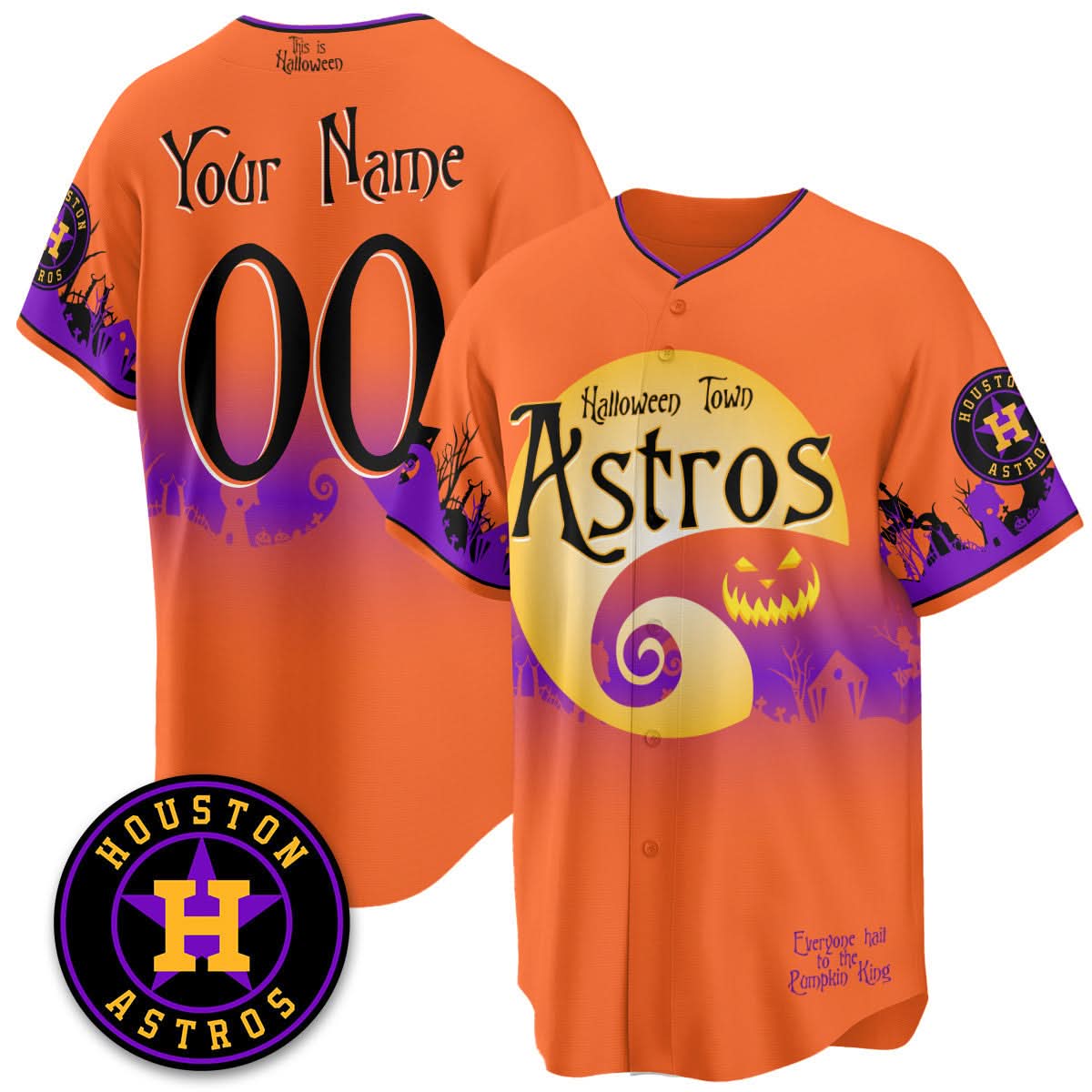 Houston Astros "Halloween Town" Limited Custom Jersey - Stitched-Cuztomshoes