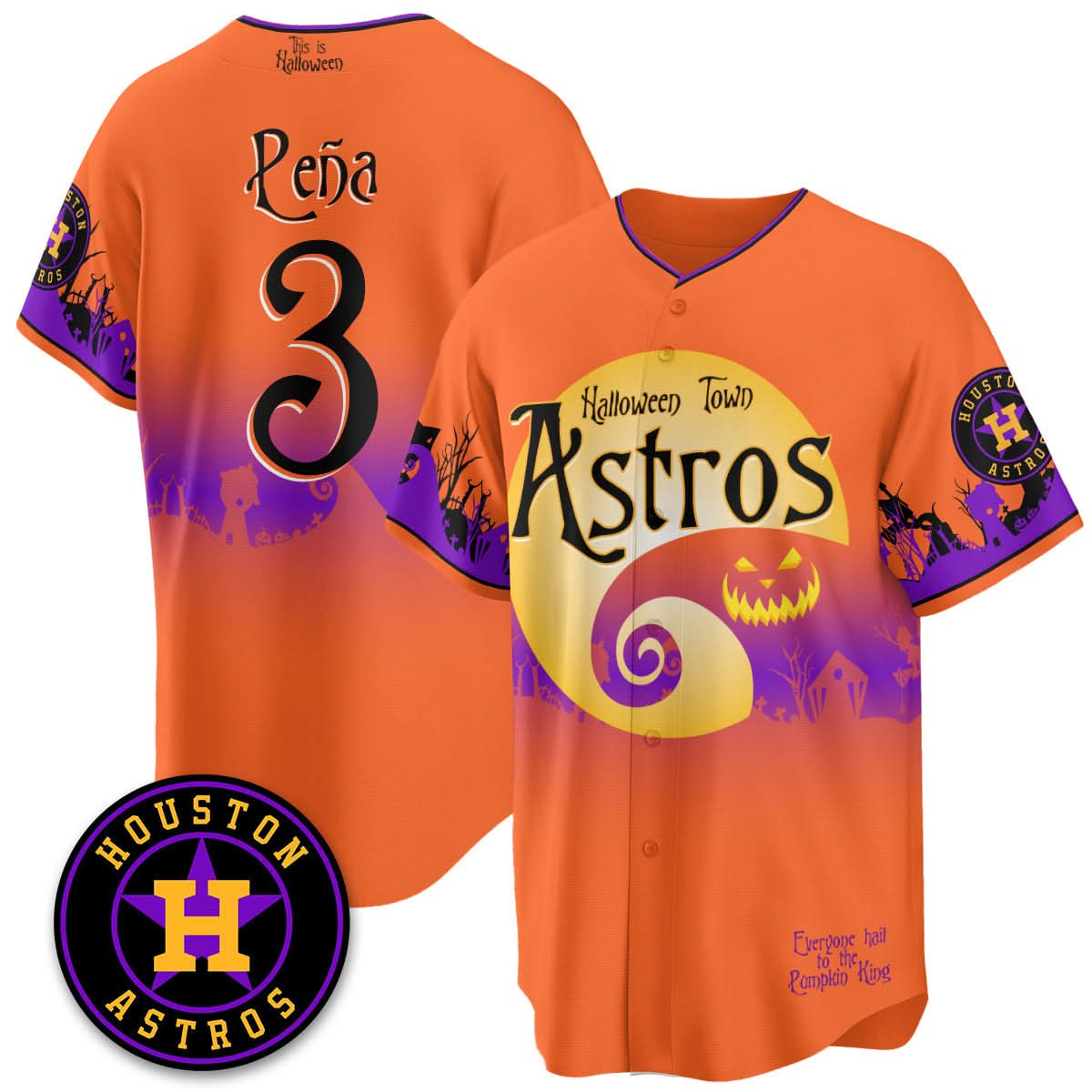 Houston Astros "Halloween Town" Limited Jersey - Stitched-Cuztomshoes