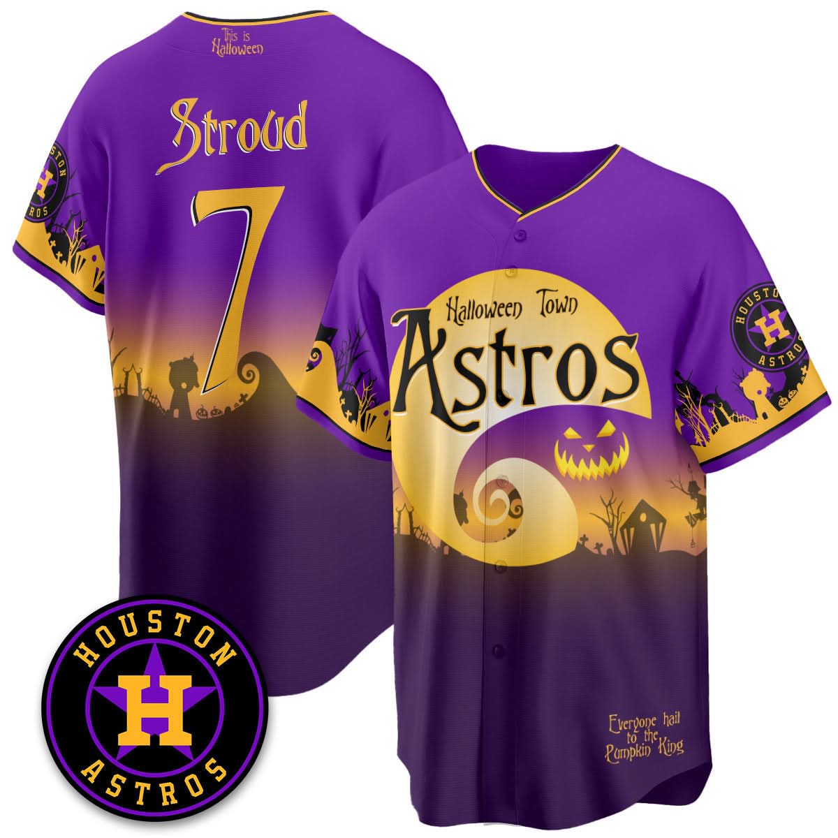 Houston Astros "Halloween Town" Limited Jersey - Stitched-Cuztomshoes