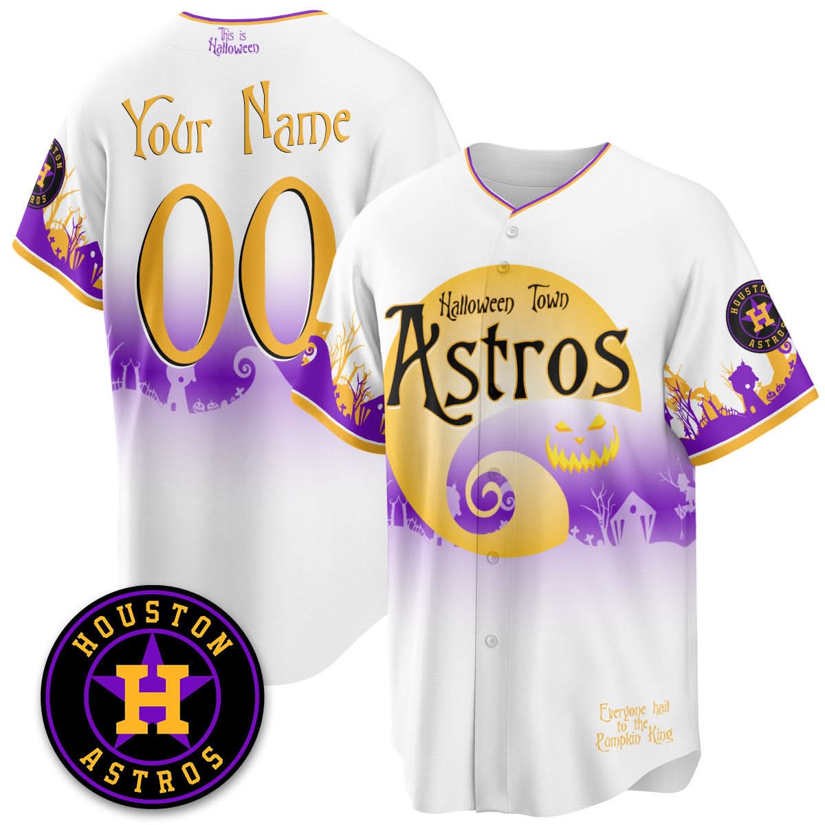 Houston Astros "Halloween Town" Limited Custom Jersey - Stitched-Cuztomshoes