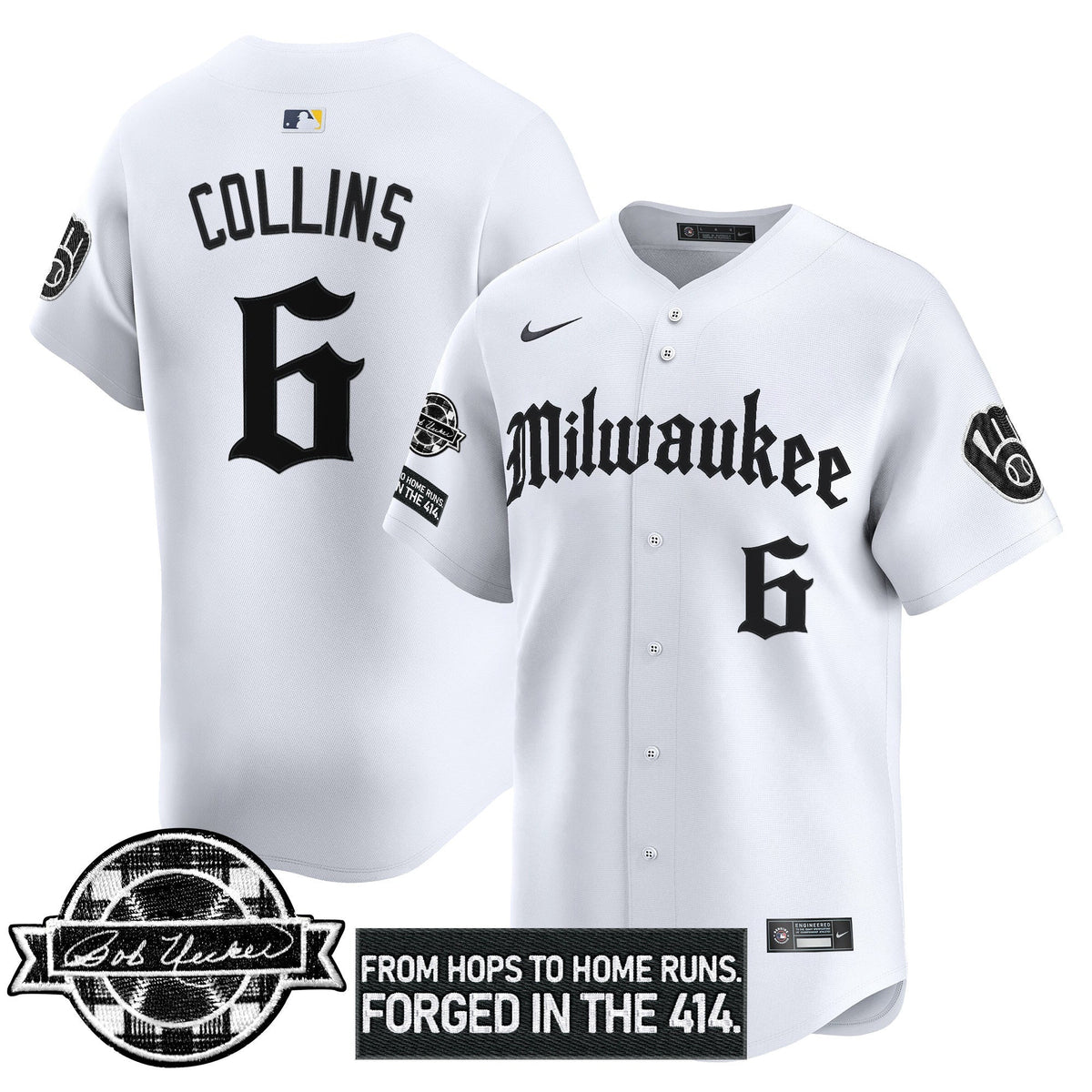 Milwaukee Brewers Bob Uecker Patch Vapor Premier Limited Jersey - Gothic Edition - Stitched-Cuztomshoes
