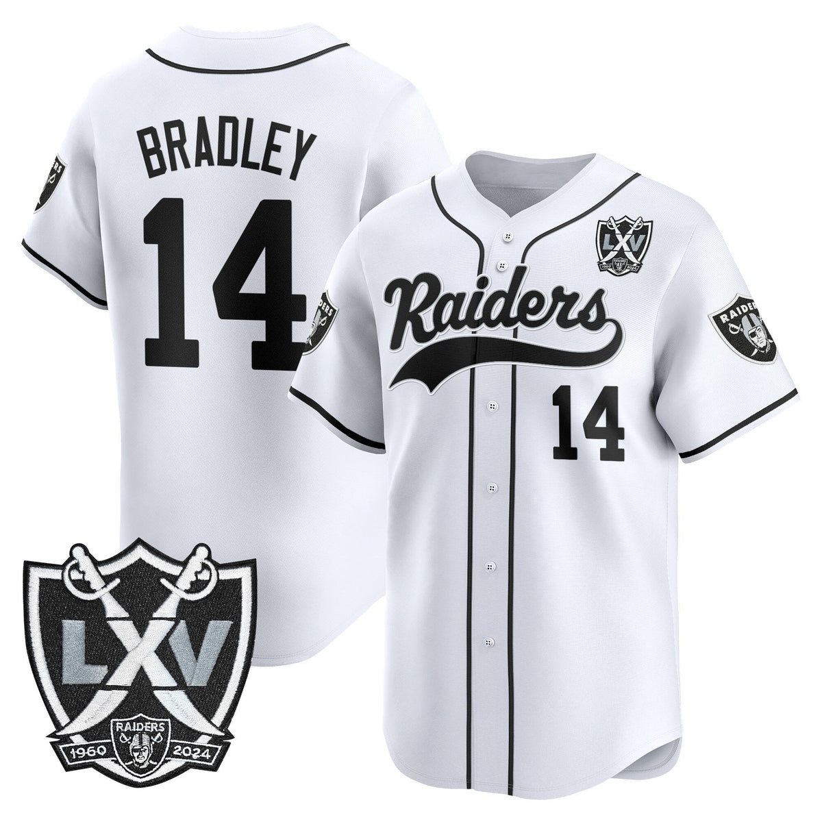 Las Vegas Raiders 65th Anniversary Patch Vapor Baseball Jersey - Stitched-Cuztomshoes
