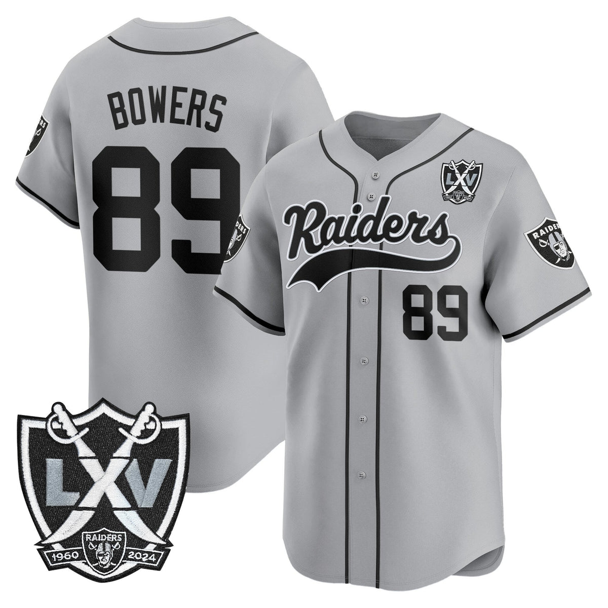 Las Vegas Raiders 65th Anniversary Patch Vapor Baseball Jersey - Stitched-Cuztomshoes