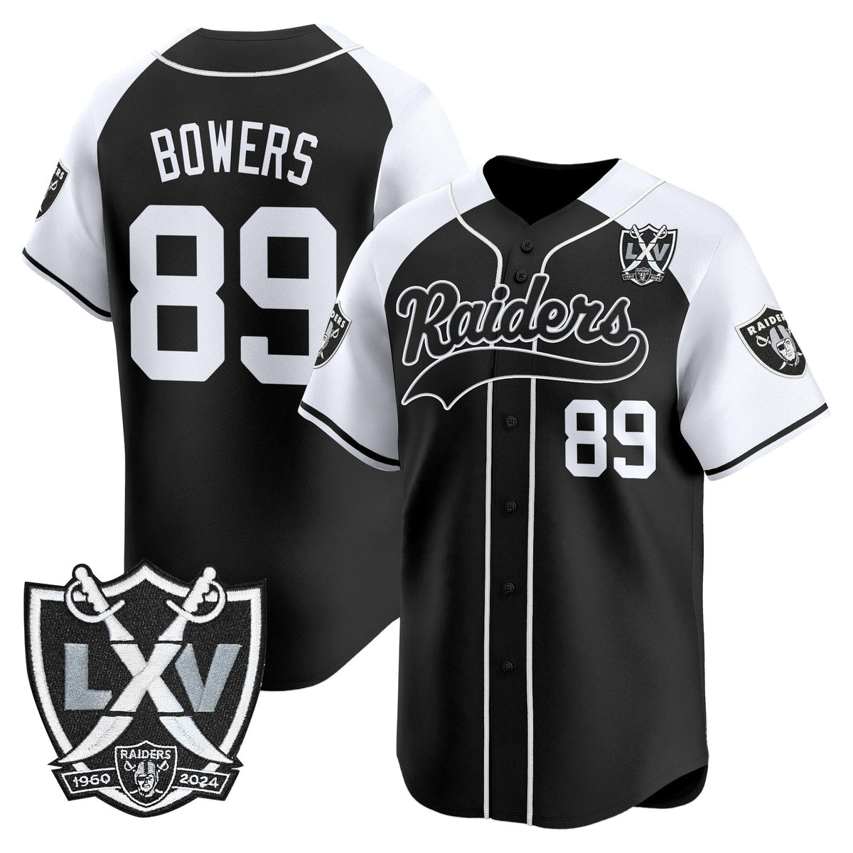 Las Vegas Raiders 65th Anniversary Patch Vapor Baseball Jersey - Stitched-Cuztomshoes