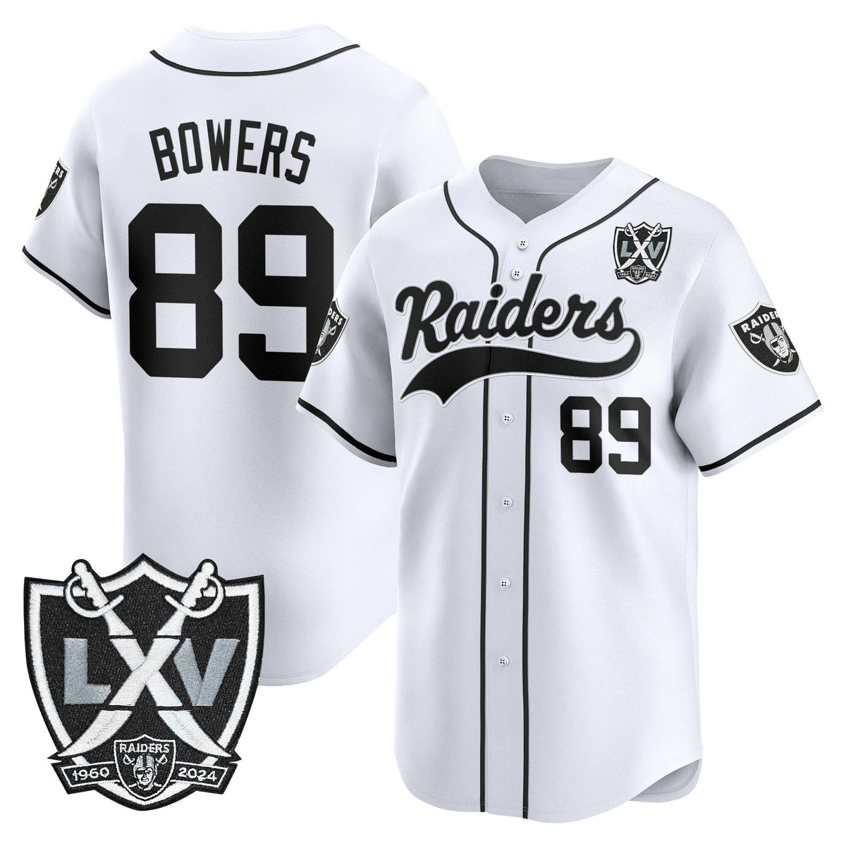 Las Vegas Raiders 65th Anniversary Patch Vapor Baseball Jersey - Stitched-Cuztomshoes