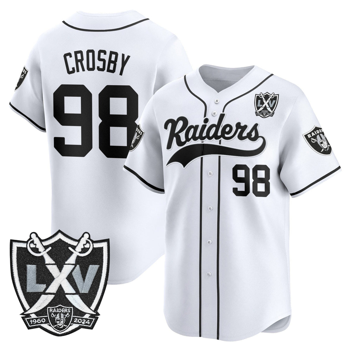 Las Vegas Raiders 65th Anniversary Patch Vapor Baseball Jersey - Stitched-Cuztomshoes