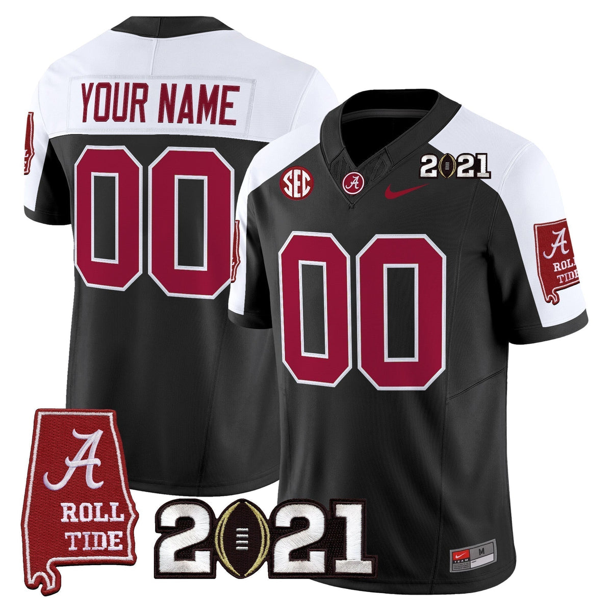 Alabama Crimson Tide '2021 CFP National Championship' Vapor Limited Custom Jersey - Alabama Map