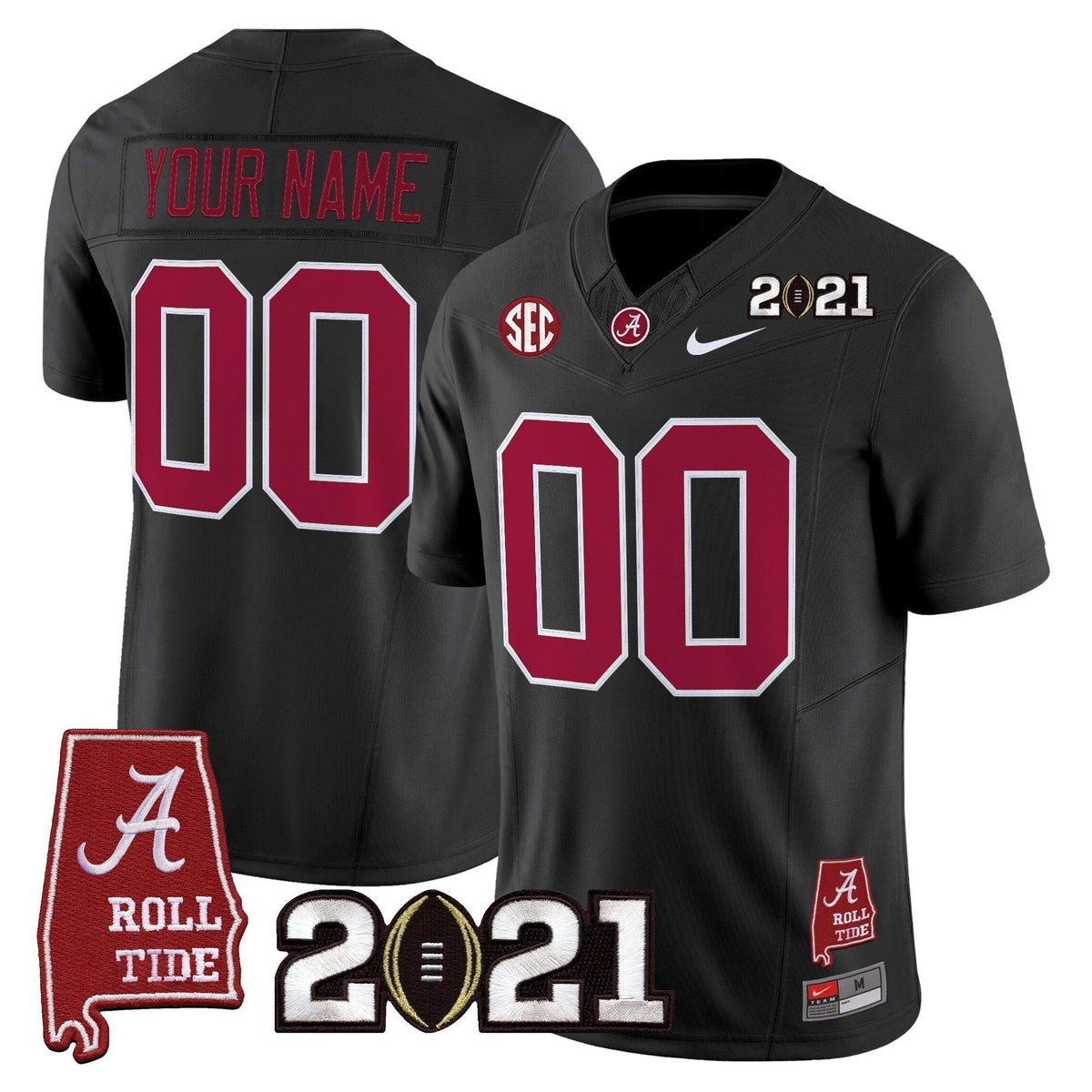 Alabama Crimson Tide '2021 CFP National Championship' Vapor Limited Custom Jersey - Alabama Map