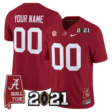 Alabama Crimson Tide '2021 CFP National Championship' Vapor Limited Custom Jersey - Alabama Map