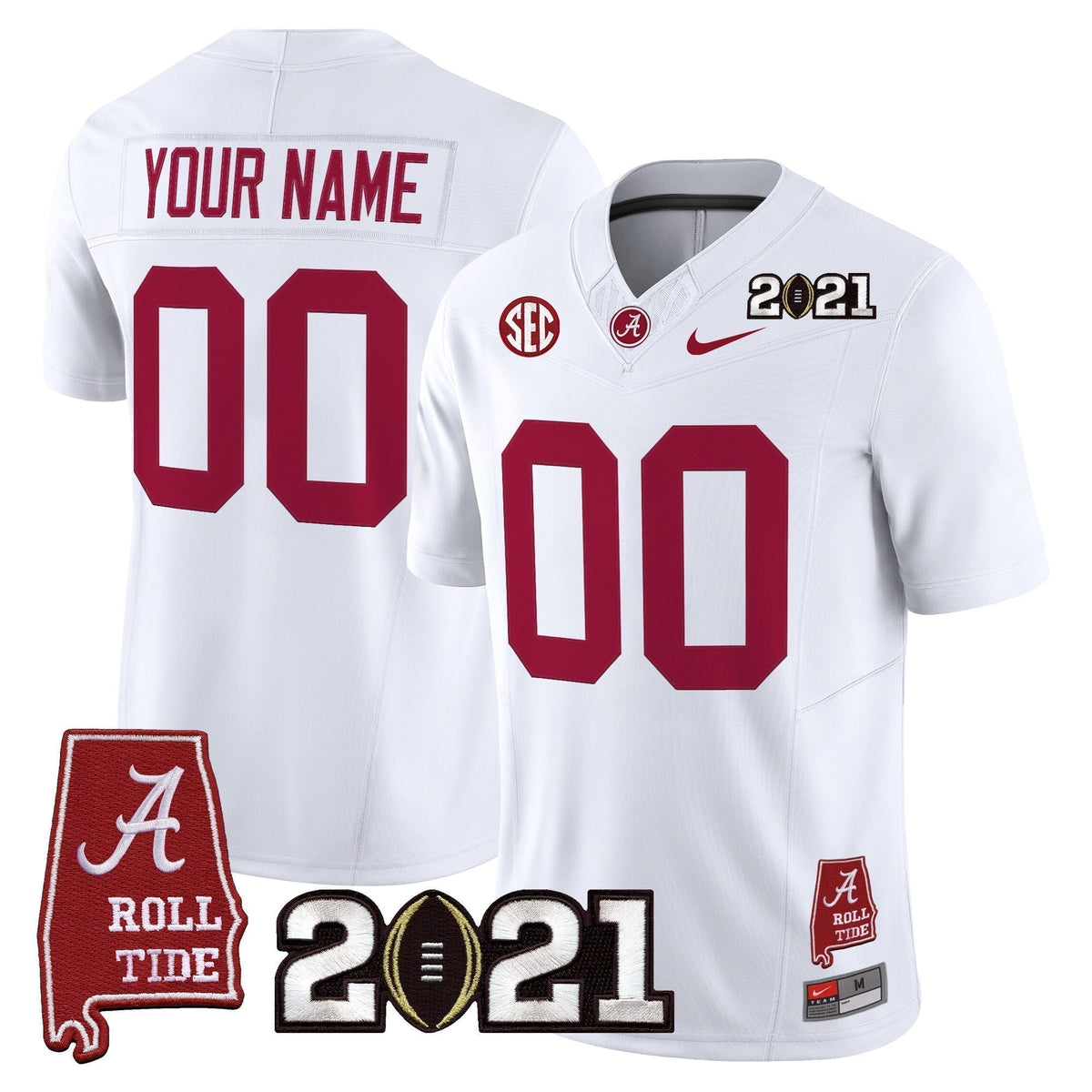 Alabama Crimson Tide '2021 CFP National Championship' Vapor Limited Custom Jersey - Alabama Map