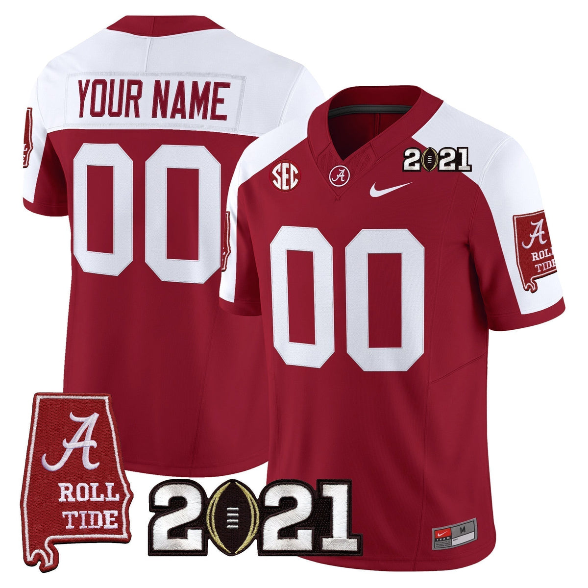 Alabama Crimson Tide '2021 CFP National Championship' Vapor Limited Custom Jersey - Alabama Map