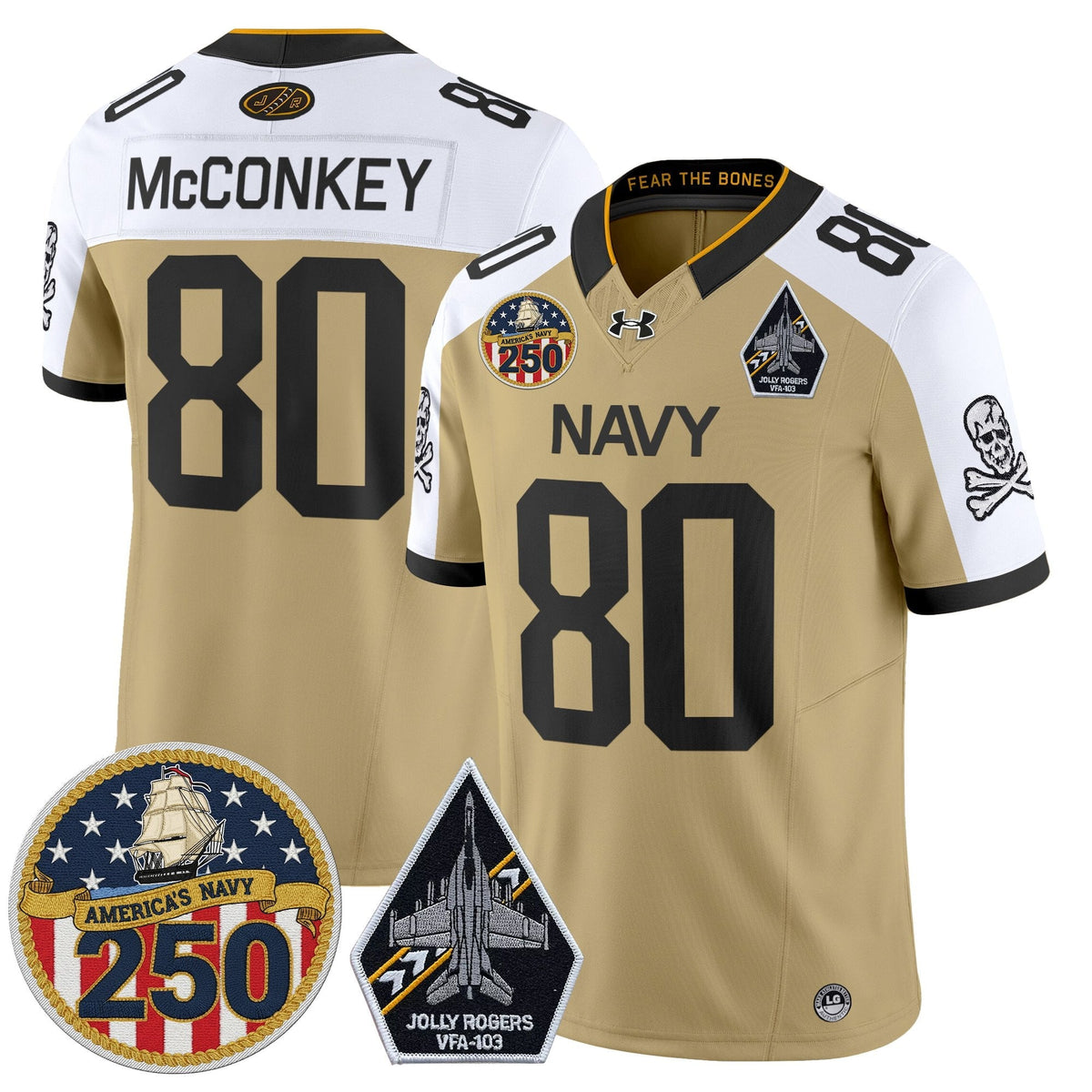 Navy Midshipmen 'Jolly Rogers Edition' Vapor Limited Jersey - 250th Anniversary Patch - Stitched-Cuztomshoes