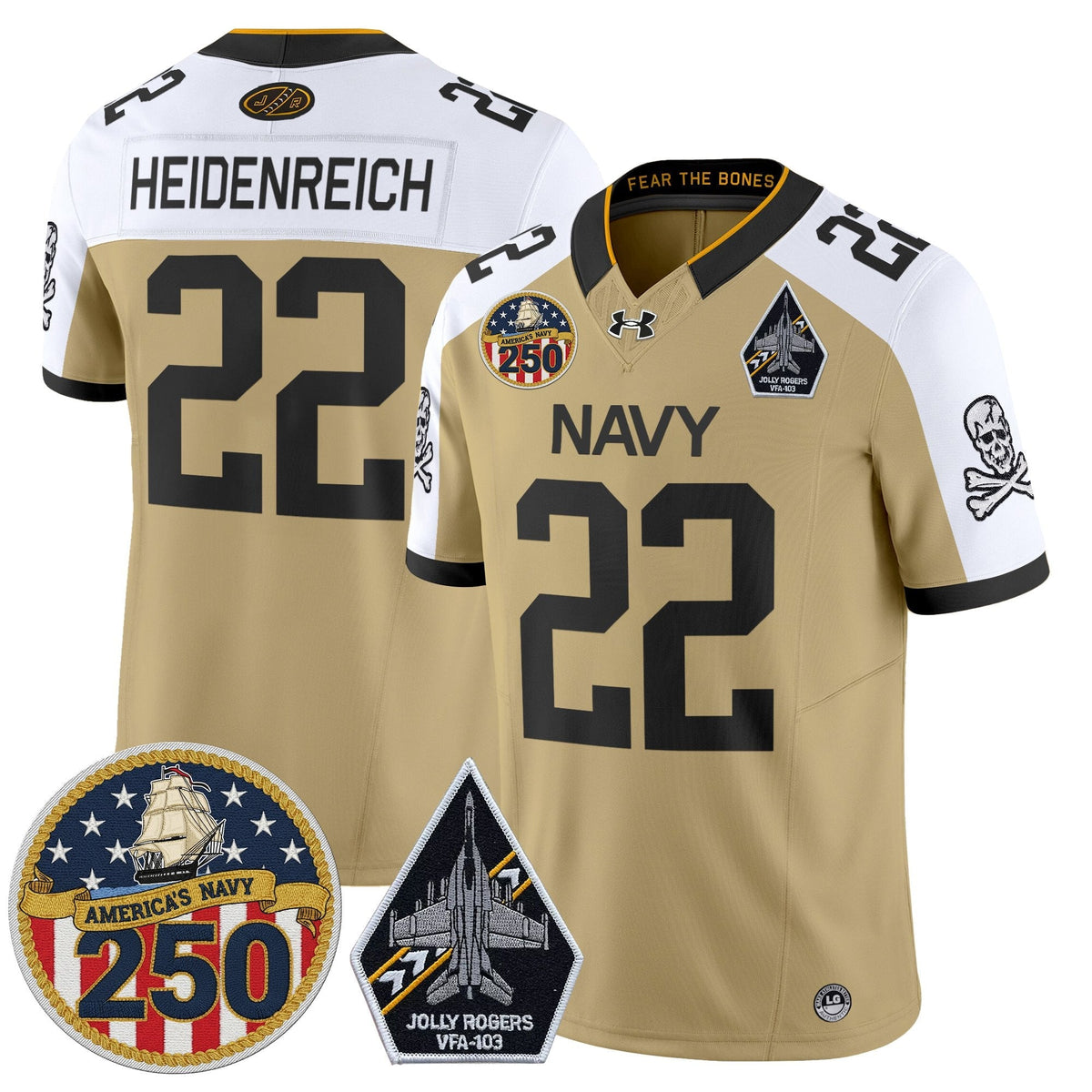 Navy Midshipmen 'Jolly Rogers Edition' Vapor Limited Jersey - 250th Anniversary Patch - Stitched-Cuztomshoes
