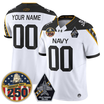 Navy Midshipmen 'Jolly Rogers Edition' Vapor Limited Custom Jersey - 250th Anniversary Patch - Stitched-Cuztomshoes
