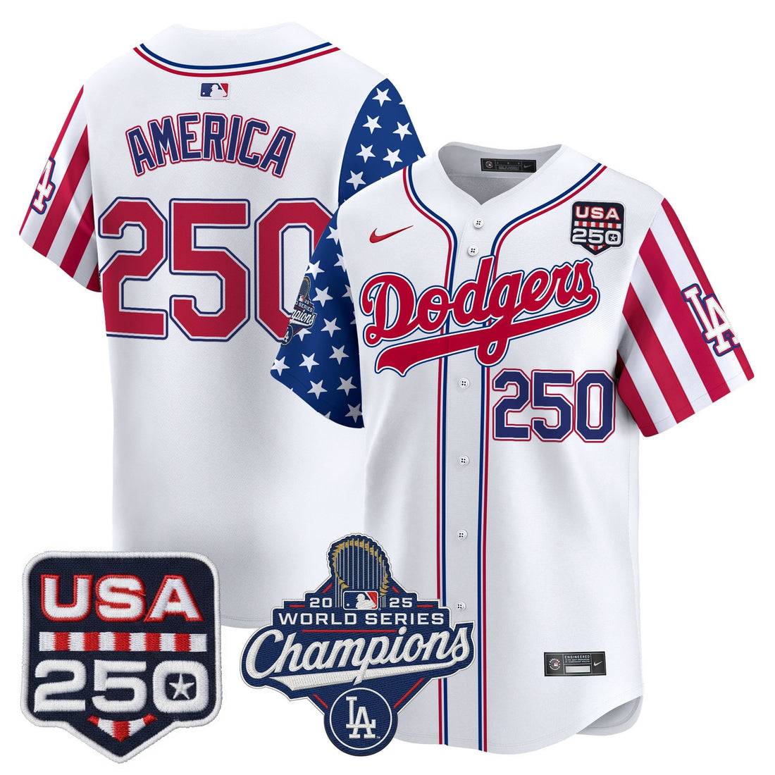 Los Angeles "Dodgers America250" Edition Vapor Premier Limited Jersey V2 - Stitched-Cuztomshoes