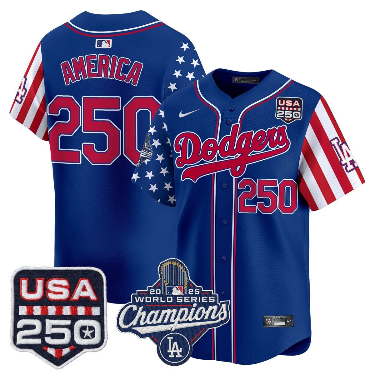 Los Angeles "Dodgers America250" Edition Vapor Premier Limited Jersey V2 - Stitched-Cuztomshoes