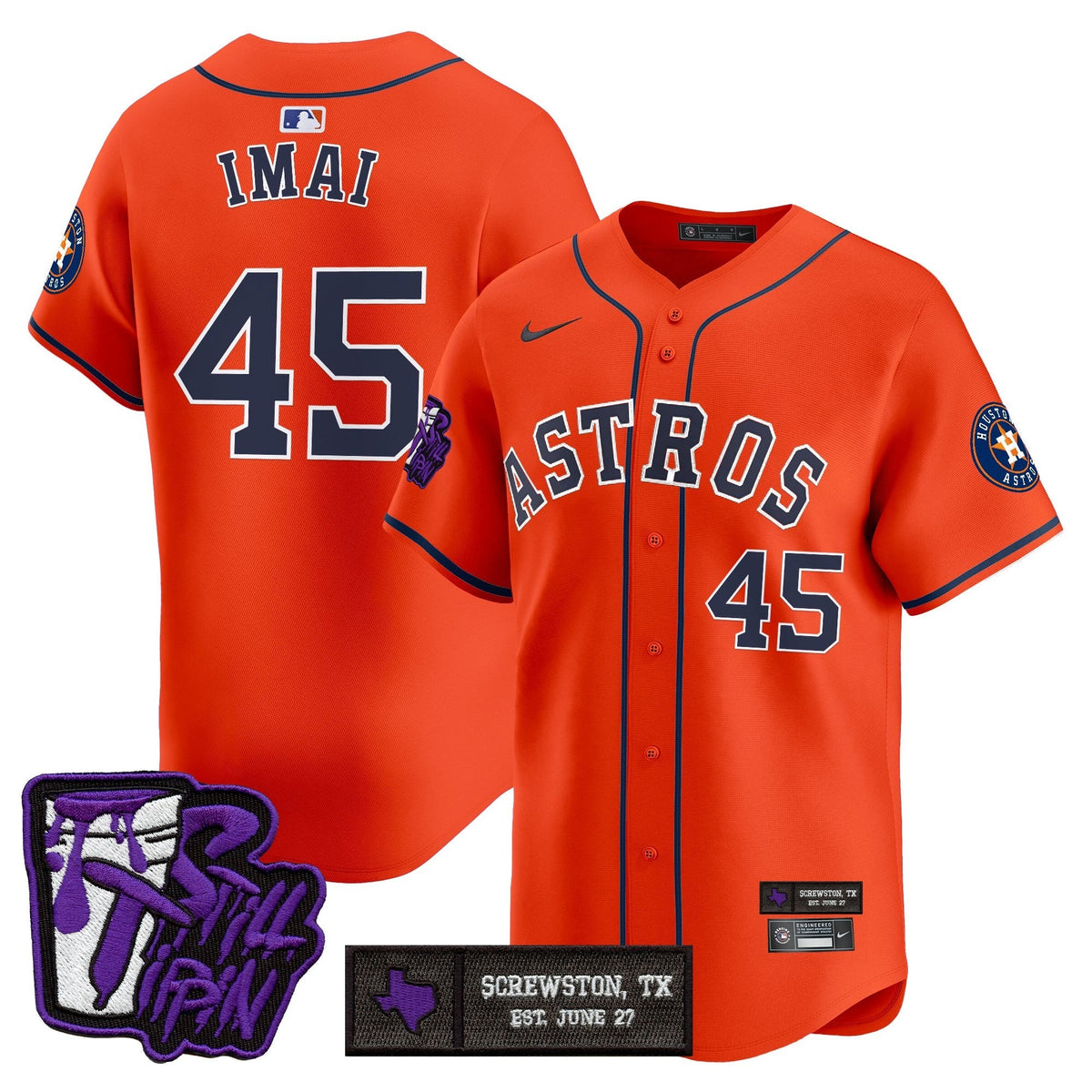 Houston Astros DJ Screw Still Tippin Purple Patch Vapor Premier Limited Jersey - Stitched-Cuztomshoes
