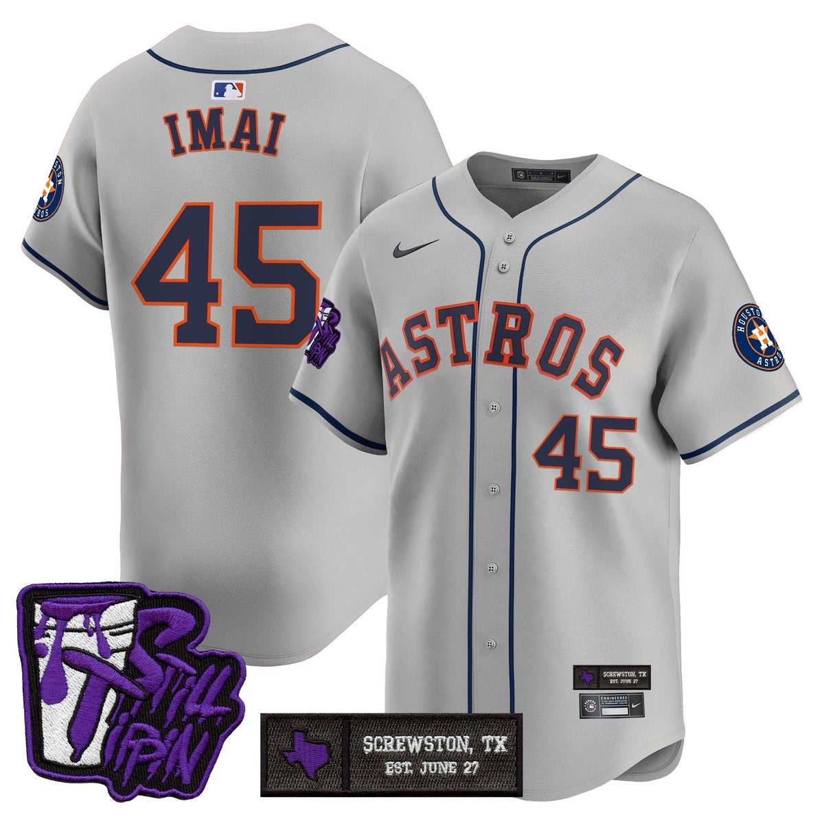 Houston Astros DJ Screw Still Tippin Purple Patch Vapor Premier Limited Jersey - Stitched-Cuztomshoes