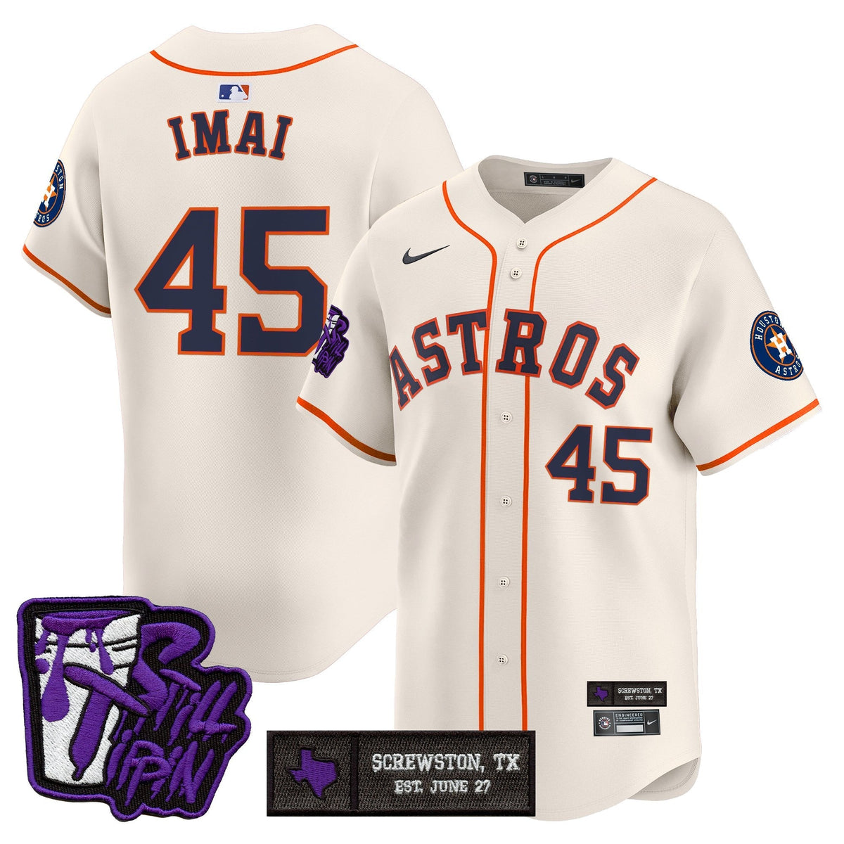 Houston Astros DJ Screw Still Tippin Purple Patch Vapor Premier Limited Jersey - Stitched-Cuztomshoes