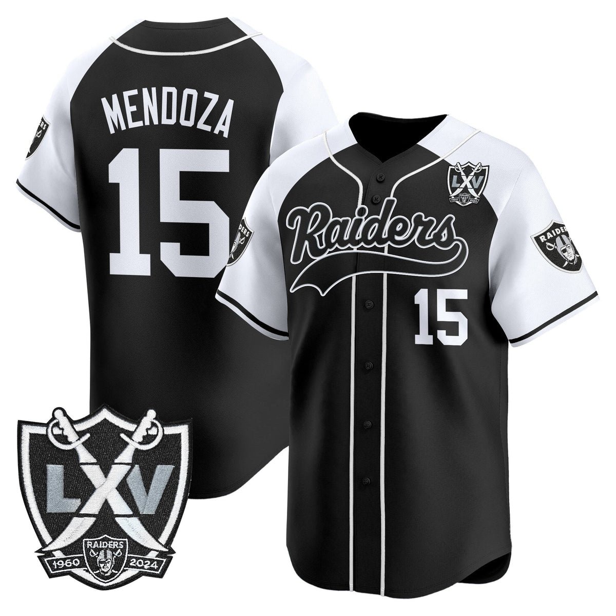 Las Vegas Raiders 65th Anniversary Patch Vapor Baseball Jersey - Stitched-Cuztomshoes