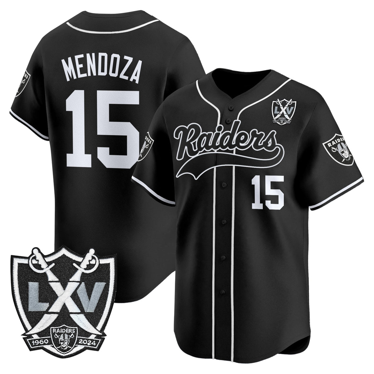 Las Vegas Raiders 65th Anniversary Patch Vapor Baseball Jersey - Stitched-Cuztomshoes