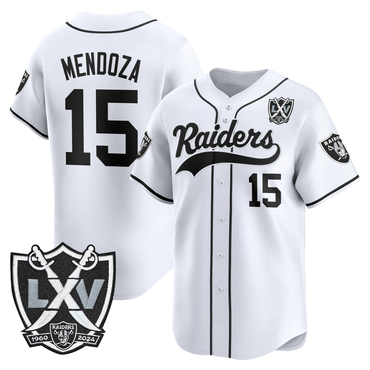Las Vegas Raiders 65th Anniversary Patch Vapor Baseball Jersey - Stitched-Cuztomshoes