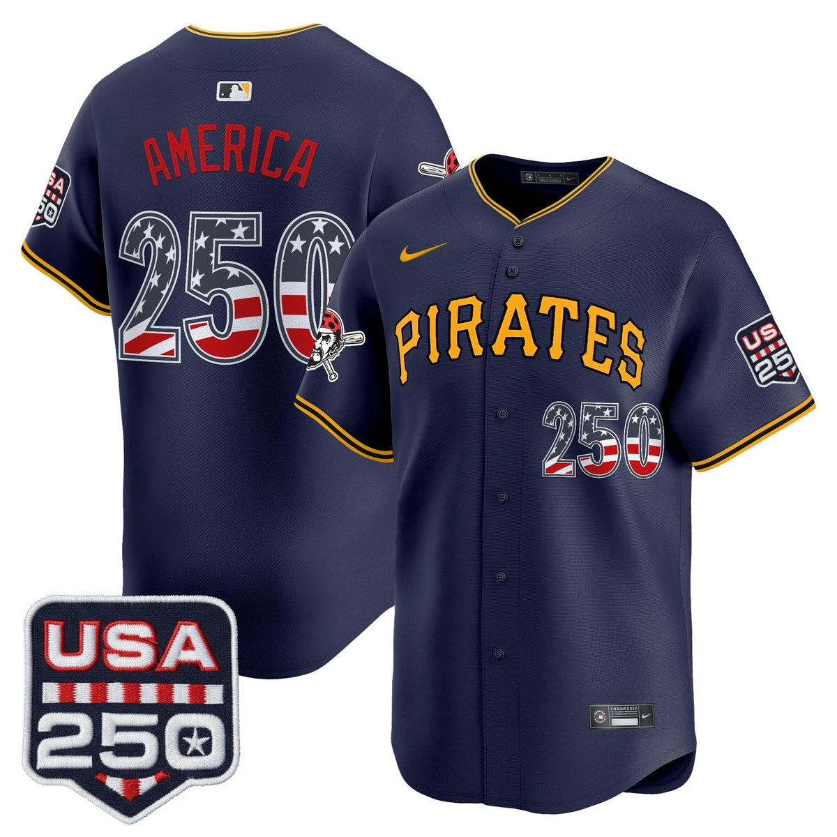 Pittsburgh Pirates USA 250 Fourth of July Vapor Premier Limited Jersey - Stitched