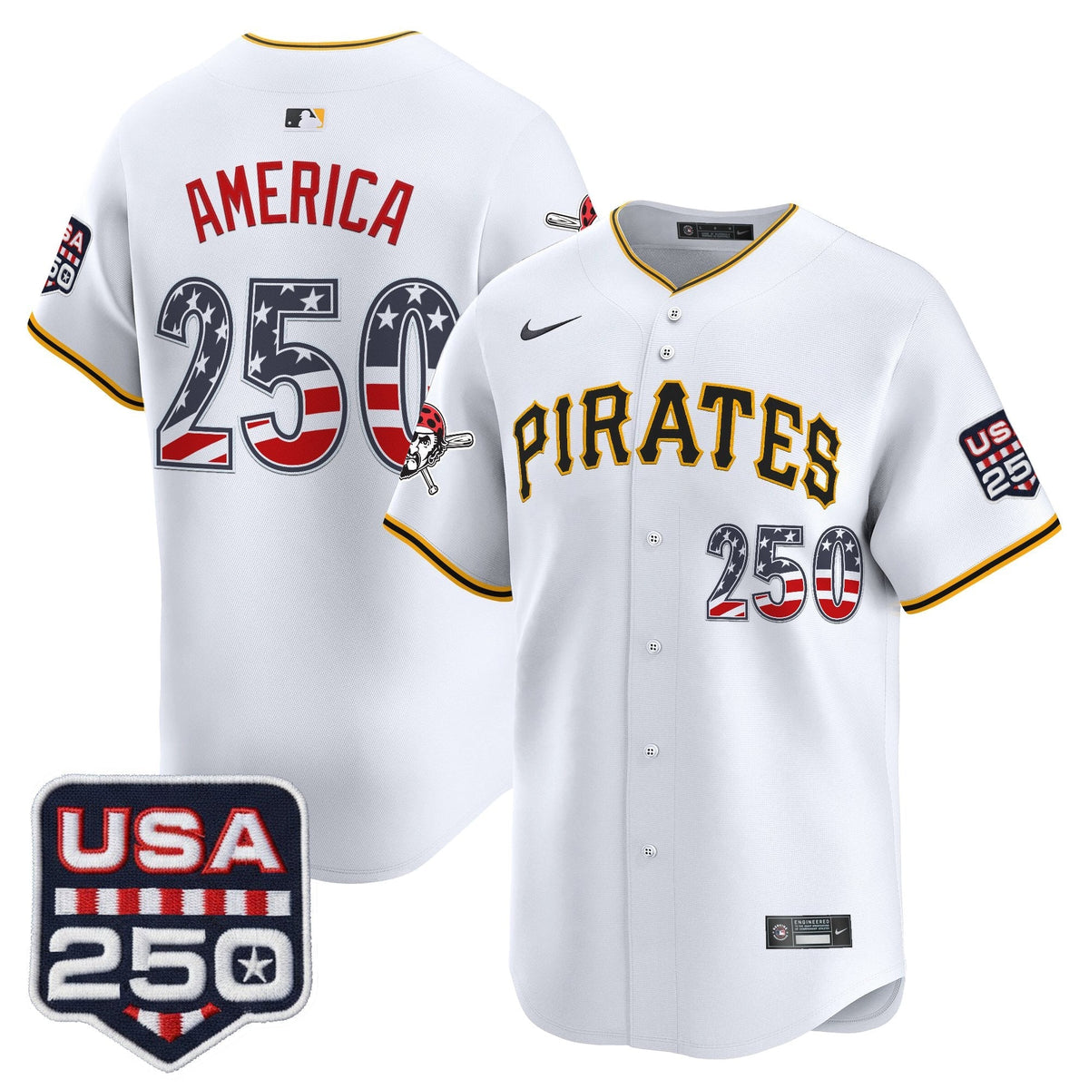 Pittsburgh Pirates USA 250 Fourth of July Vapor Premier Limited Jersey - Stitched