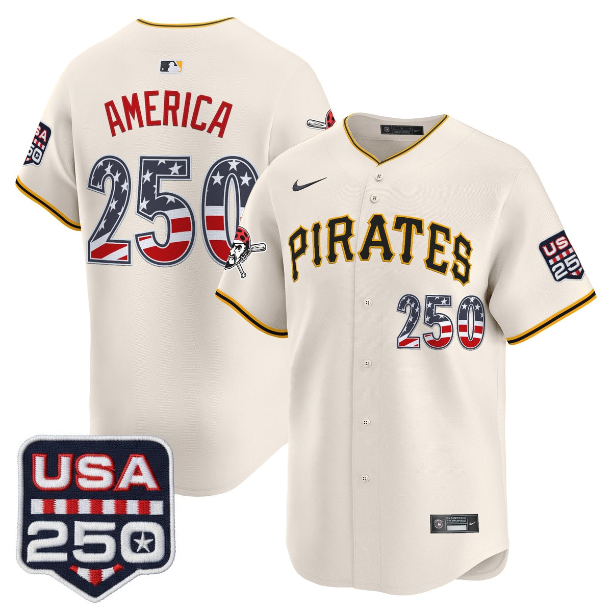 Pittsburgh Pirates USA 250 Fourth of July Vapor Premier Limited Jersey - Stitched