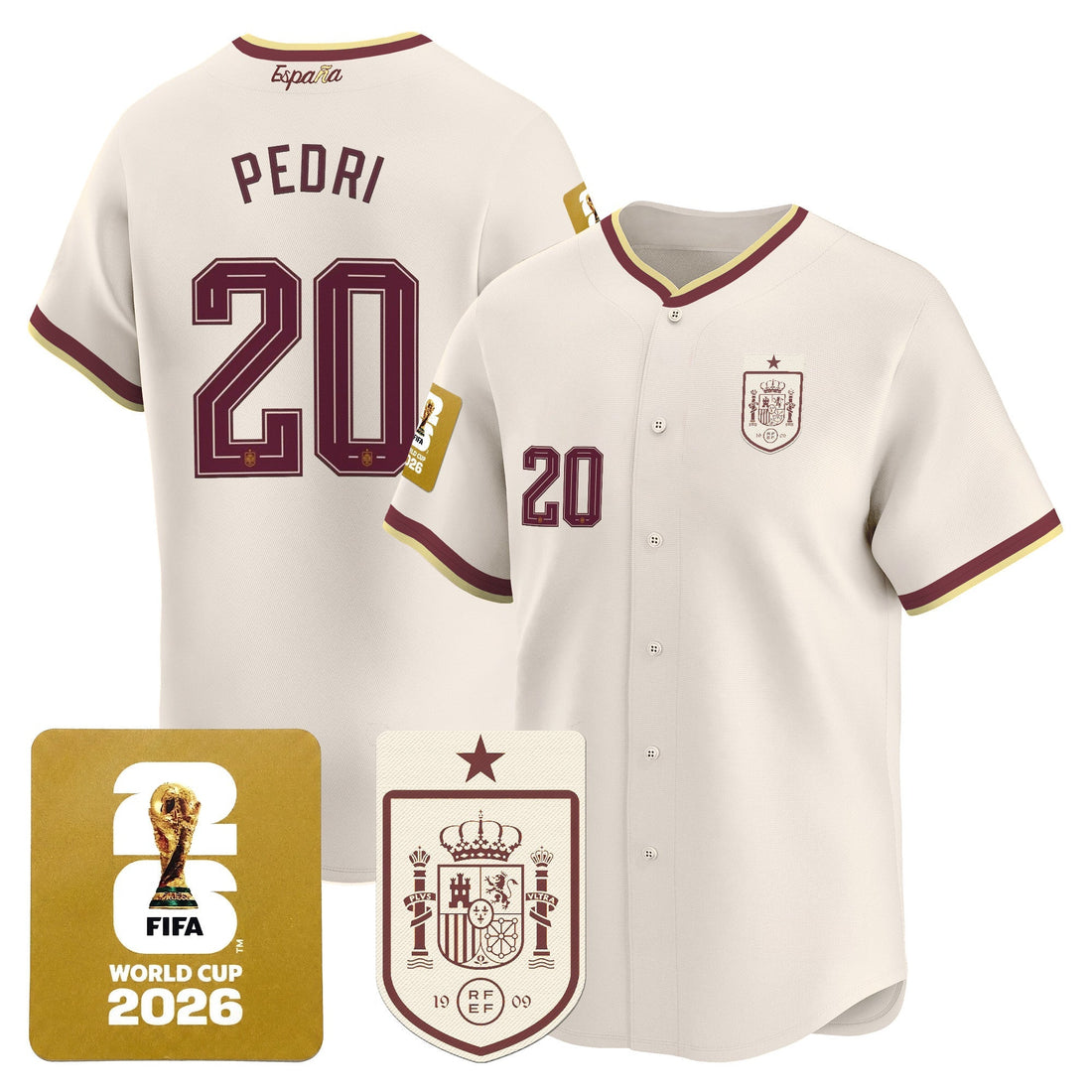 Spain 2026 World Cup Vapor Baseball Jersey - Stitched-Cuztomshoes