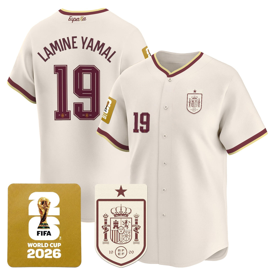 Spain 2026 World Cup Vapor Baseball Jersey - Stitched-Cuztomshoes