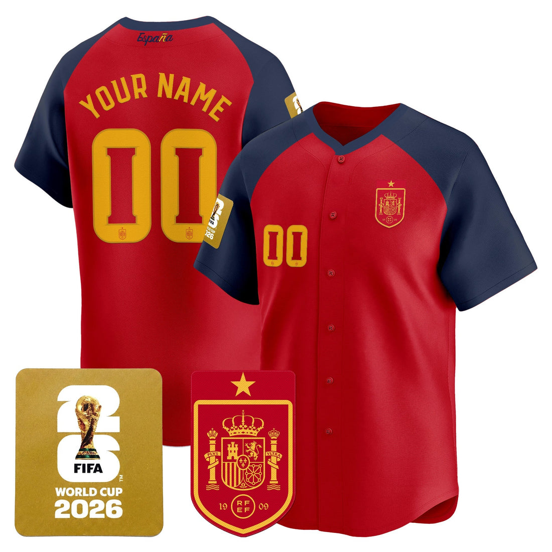 Spain 2026 World Cup Vapor Custom Baseball Jersey - Stitched-Cuztomshoes