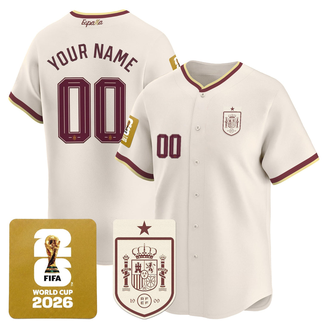Spain 2026 World Cup Vapor Custom Baseball Jersey - Stitched-Cuztomshoes