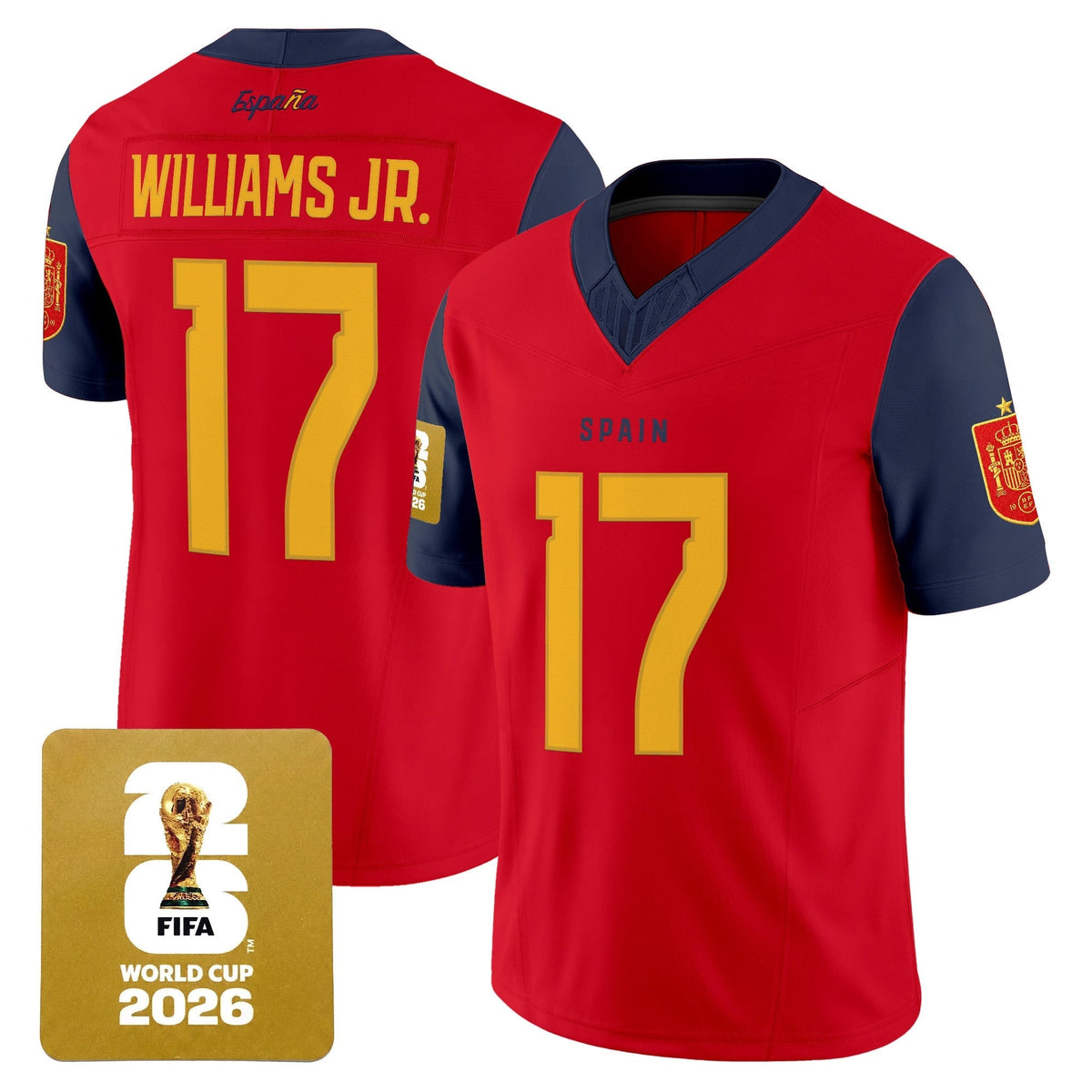 Spain 2026 World Cup Vapor Football Jersey - Stitched