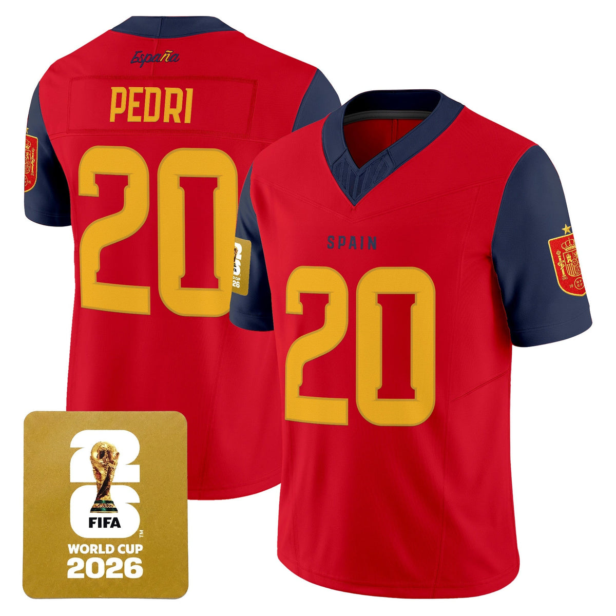 Spain 2026 World Cup Vapor Football Jersey - Stitched